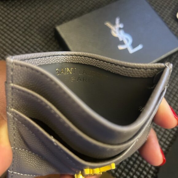 Saint Laurent Gray Leather Card Holder - Picture 3 of 4